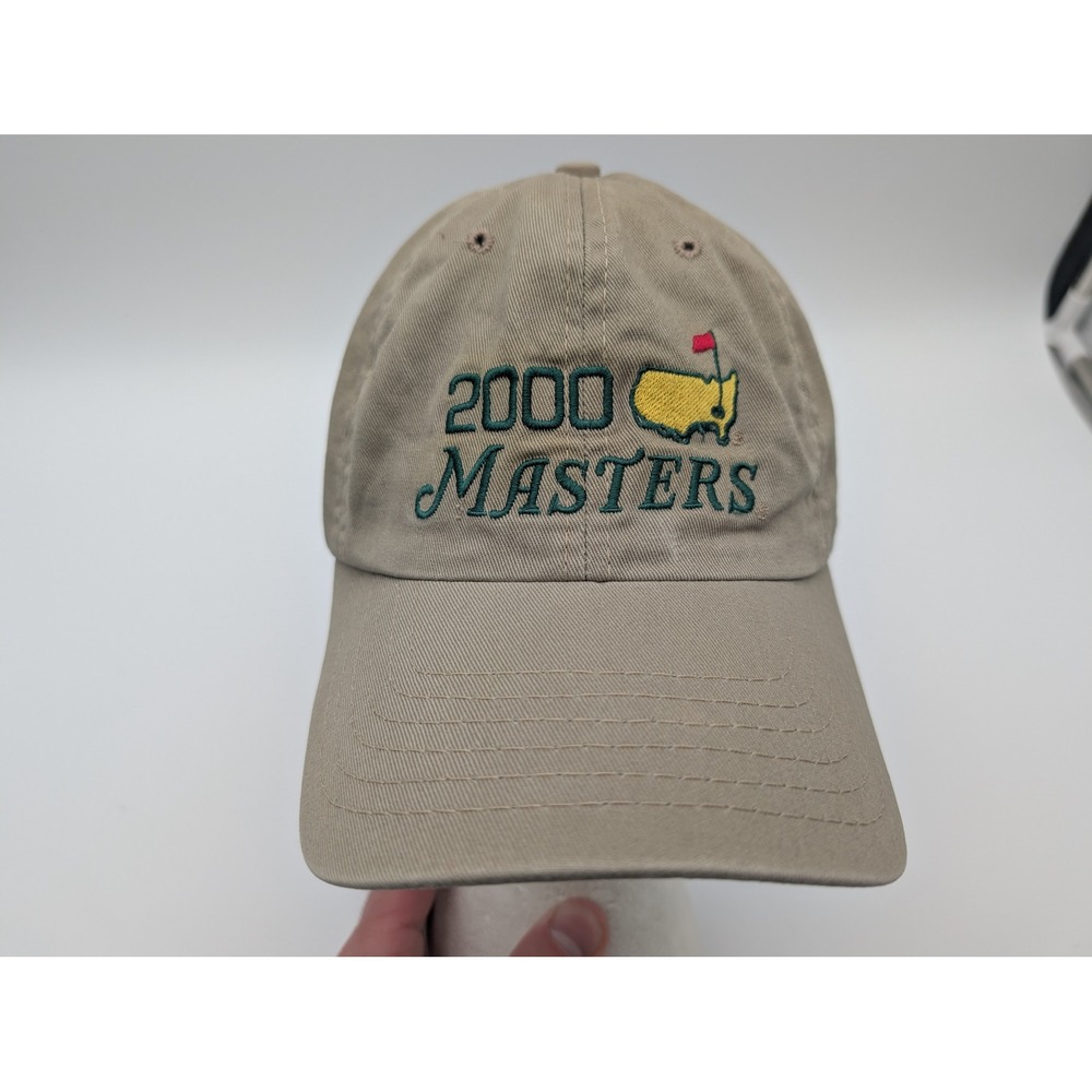 Masters 2000 Tournament Golf Hat Khaki Tan Cotton Strapback Cap Mens OSFM
